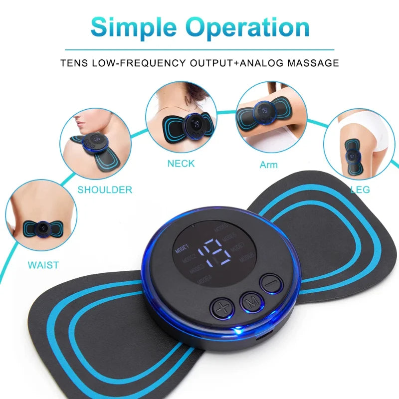 EMS Mini Full Body Massager: Pulse Neck Pain Relief for Men & Women