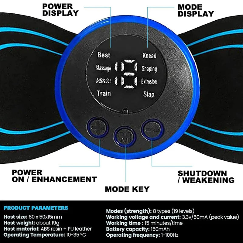 EMS Mini Full Body Massager: Pulse Neck Pain Relief for Men & Women