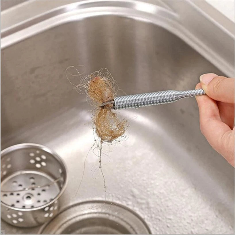Stainless Steel Drain Snake Cleaner – 60cm 4-Claw Bendable Tool for Clogged Sinks, Pipes & Drain