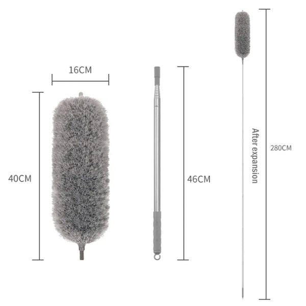 280cm Telescoping Duster, 100″ Extendable Microfiber Feather Duster, Flexible Bending Cleaning Head, For Ceiling Fan, Blinds And Cobweb Removal, Bendable Head, Washable