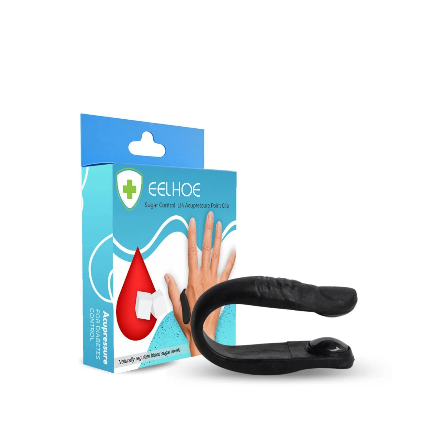 Sugar Control Acupressure Clip – LI4 Massage Point for Blood Glucose, Stress & Migraine Relief