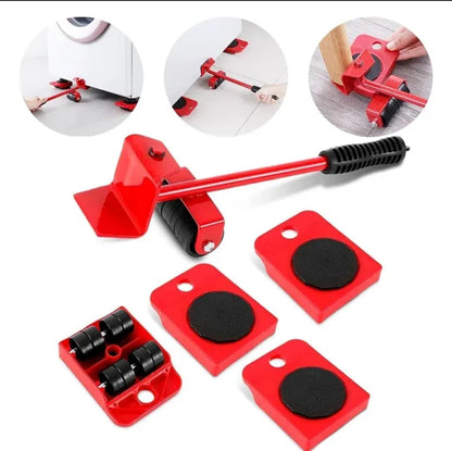 Furniture Moving Tool Set of 5 – Heavy Object Mover with Lifter & 4 Wheel Sliders for Sofa, Bed, Cabinet & Desk